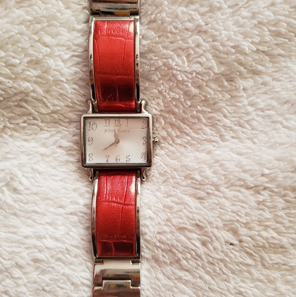 Betsy Johnson watch - red and silver